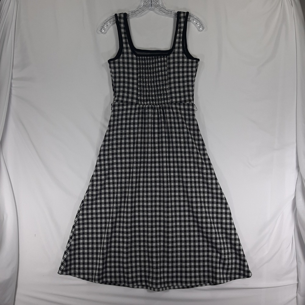 Draper James RSVP Sleeveless Gingham Smocked Midi Dress Black White XS *NO BELT